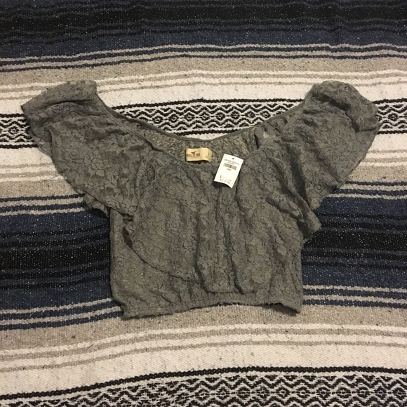 Lace off the shoulder crop top. - Picture 1 of 4